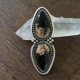 Huge 2 Stone Petrified Palm Root Statement Ring- Heavyweight Sterling Silver and Indonesian Palm Root- Finished to Size