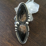 Huge 2 Stone Petrified Palm Root Bubble Ring- Heavyweight Sterling Silver and Indonesian Palm Root- Finished to Size