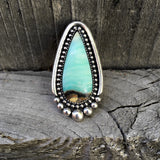 Blue Opal Petrified Wood Ring or Pendant- Sterling Silver and Indonesian Opalized Wood- Finished to Size