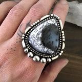 Large Dendritic Opal Statement Ring- Sterling Silver and Dendritic Opal - Finished to Size