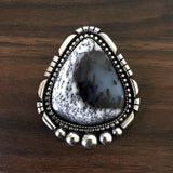 Large Dendritic Opal Statement Ring- Sterling Silver and Dendritic Opal - Finished to Size