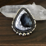 Large Dendritic Opal Statement Ring- Sterling Silver and Dendritic Opal - Finished to Size