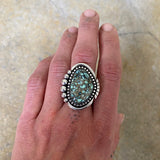 Asymmetrical Variscite Ring or Pendant- Sterling Silver and Poseidon Variscite- Finished to Size