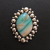 Blue Opal Petrified Wood Super Bubble Ring or Pendant- Sterling Silver and Indonesian Opalized Wood- Finished to Size