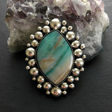 Blue Opal Petrified Wood Super Bubble Ring or Pendant- Sterling Silver and Indonesian Opalized Wood- Finished to Size