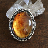 Huge Amber Ring- Sterling Silver and Mayan Amber - Finished to Size
