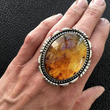 Huge Amber Ring- Sterling Silver and Mayan Amber - Finished to Size