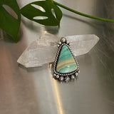 Flower Fields Celestial Ring or Pendant- Sterling Silver and Blue Opal Petrified Wood- Finished to Size