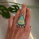 Flower Fields Celestial Ring or Pendant- Sterling Silver and Blue Opal Petrified Wood- Finished to Size