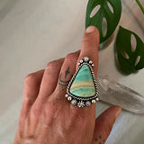 Flower Fields Celestial Ring or Pendant- Sterling Silver and Blue Opal Petrified Wood- Finished to Size