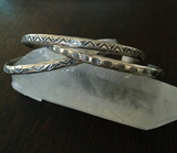 3 Stamped Sterling Stacker Cuffs- Geometric Design- Set of 3