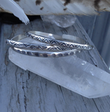 3 Stamped Sterling Stacker Cuffs- Geometric Design- Set of 3