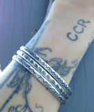 3 Stamped Sterling Stacker Cuffs- Geometric Design- Set of 3