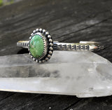 Stamped Turquoise Cuff Bracelet- Sterling Silver and Royston Turquoise Stacker Cuff- Size S/M