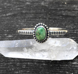 Stamped Turquoise Cuff Bracelet- Sterling Silver and Royston Turquoise Stacker Cuff- Size S/M