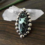 Large Variscite Bubble Ring or Pendant- Sterling Silver and Posiedon Variscite- Finished to Size