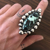 Large Variscite Bubble Ring or Pendant- Sterling Silver and Posiedon Variscite- Finished to Size
