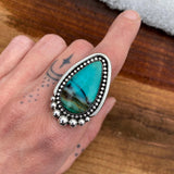 Blue Opal Petrified Wood Ring or Pendant- Sterling Silver and Indonesian Opalized Petrified Wood- Finished to Size