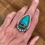 Blue Opal Petrified Wood Ring or Pendant- Sterling Silver and Indonesian Opalized Petrified Wood- Finished to Size