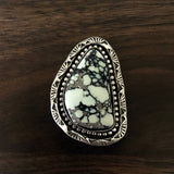 Hand Stamped Variscite Ring or Pendant- Sterling Silver and Posiedon Variscite- Finished to Size