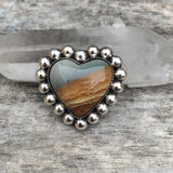 Heart-Shaped Jasper Bubble Ring or Pendant- Sterling Silver and Picture Jasper- Finished to Size