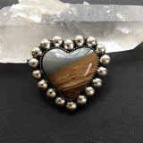 Heart-Shaped Jasper Bubble Ring or Pendant- Sterling Silver and Picture Jasper- Finished to Size