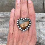 Heart-Shaped Jasper Bubble Ring or Pendant- Sterling Silver and Picture Jasper- Finished to Size