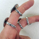 Kingman Turquoise Heart Ring- Sterling SIlver Stamped Band Size 8.75-9