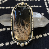 Huge Petrified Palm Root Ring- Sterling Silver and Palm Root- Finished to Size