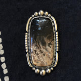 Huge Petrified Palm Root Ring- Sterling Silver and Palm Root- Finished to Size