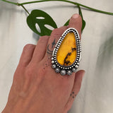 Huge Celestial Ring or Pendant- Sterling Silver and Mayan Amber- Finished to Size