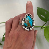 Large Teardrop Statement  Ring or Pendant- Sterling Silver and Kingman Turquoise- Finished to Size