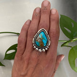 Large Teardrop Statement  Ring or Pendant- Sterling Silver and Kingman Turquoise- Finished to Size