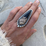 Large Petrified Palm Root Dagger Ring or Pendant- Sterling Silver- Finished to Size