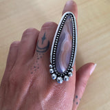 Huge Laguna Agate Talon Ring or Pendant- Sterling Silver and Agate- Finished to Size