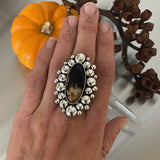 Large Super Bubble Ring or Pendant- Petrified Palm Root and Sterling Silver- Finished to Size