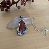 Ornate Agate Leaf and Bubble Necklace- Sterling Silver and Crazy Lace Agate- Chain Included