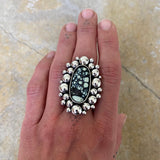 Large Poseidon Variscite Super Bubble Ring or Pendant- Sterling Silver- Finished to Size