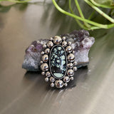 Large Poseidon Variscite Super Bubble Ring or Pendant- Sterling Silver- Finished to Size