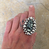 Large Poseidon Variscite Super Bubble Ring or Pendant- Sterling Silver- Finished to Size