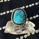 Large Chunky Turquoise Ring- Sterling Silver and Kingman Turquoise- Size 11