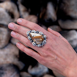 The Misty Mountain Ring- Large Sterling Silver and Picture Jasper Overlay Ring or Pendant- Finished to Size