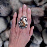The Misty Mountain Ring- Large Sterling Silver and Picture Jasper Overlay Ring or Pendant- Finished to Size