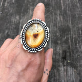 Large Montana Agate and Sterling Ring- Sterling Silver and Agate Statement Ring- Finished to Size