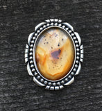 Large Montana Agate and Sterling Ring- Sterling Silver and Agate Statement Ring- Finished to Size