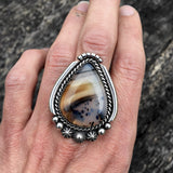 Large Celestial Montana Agate Ring or Pendant- Sterling Silver and Montana Agate Finished to Size