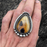 Large Teardrop Montana Agate Ring or Pendant- Sterling Silver and Montana Agate Finished to Size