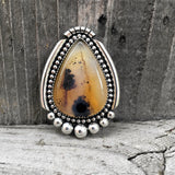 Large Teardrop Montana Agate Ring or Pendant- Sterling Silver and Montana Agate Finished to Size