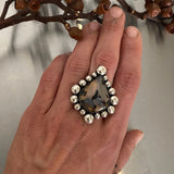 Montana Agate Bubble Ring or Pendant- Sterling Silver- Finished to Size