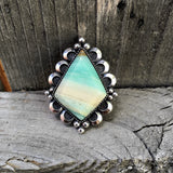 Blue Opal Petrified Wood Ring or Pendant- Sterling Silver and Indonesian Opalized Petrified Wood- Finished to Size